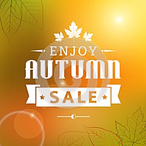 Enjoy autumn sale vintage typography poster