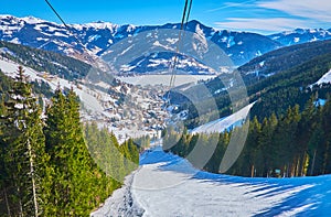 Enjoy the cableway journey, Schmitten mount, Zell am See, Austria