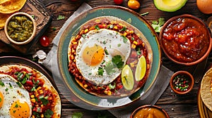 Enjoy a classic Mexican breakfast of huevos rancheros , Ai Generated photo