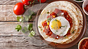 Enjoy a classic Mexican breakfast of huevos rancheros , Ai Generated photo