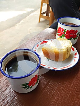 Enjoy coffe time in the morning sun