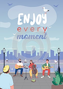 Enjoy every moment flat vector template photo