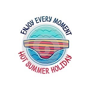 Enjoy every moment logo. Hot summer holiday logo.