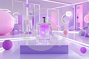 Enjoy the fresh, floral elegance of bespoke designer perfume displayed on a chic cologne shelf photo