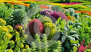 Enjoy the majestic landscape where endless herb fields spread out under a clear sky photo
