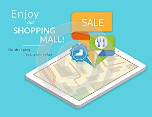Enjoy our shopping mall. Mobile marketing and personalizing photo