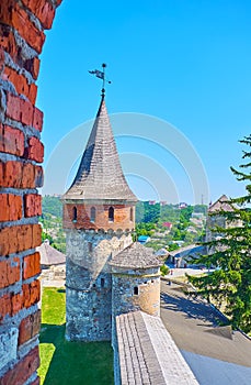 The view on Commandant`s and Lanckoronska Towers of Kamianets-Podilskyi Castle, Ukraine photo