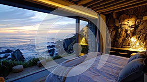 Enjoy a restful night in Neptunes Cradle Rock with the calming sound of the ocean serenading you to sleep. 2d flat photo