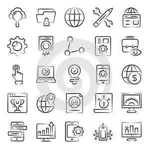 Search Engine Optimization Doodle Icons Pack