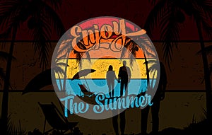 Enjoy the summer couple t shirt design