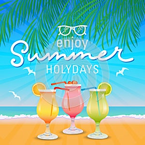 Enjoy summer holydays background hand letter.