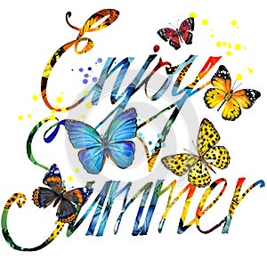 Enjoy Summer watercolor poster design.