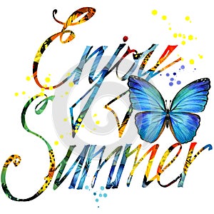 Enjoy Summer watercolor poster design.