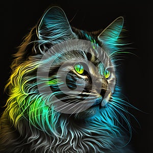 Neon Felines: Cat Day Glo - Generative AI Art photo