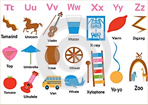 Kindergarten-alphabets-tuvwxyz for small children photo