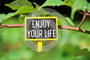 Enjoy your life text on board