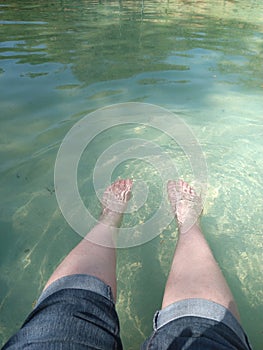 Enjoying the coldness of the water on my feet