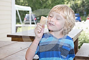 Enjoying a cone of ice cream