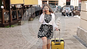 Enjoying conversation, Female traveler, Journey stroll