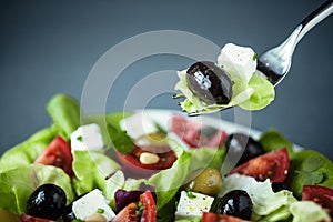 Enjoying a healthy Greek salad