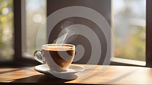 Enjoying a natural light filled cup of coffee