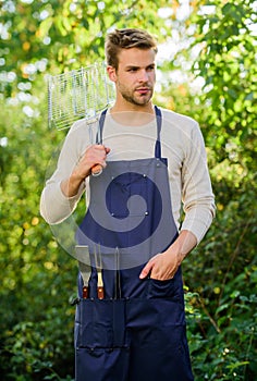 Enjoying nice weekend. picnic cooking utensils. Outdoor party weekend. Family weekend outing. Summer picnic. Tools for