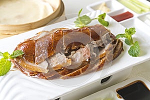 Enjoying roasted Peking duck