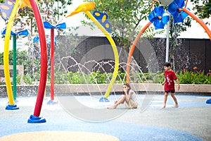 Enjoying the waterpark on a hot day photo