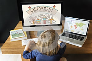 Enjoyment Entertainment Amusement Park Concept