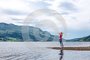 Enjoyment - free happy woman enjoying landscape