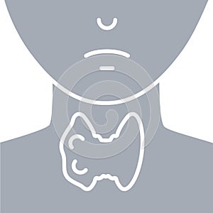 Enlarged thyroid gland on neck silhouette diagram