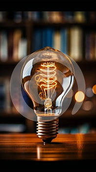 Enlightened insights Light bulb above book signifies creative ideas fostered through reading photo