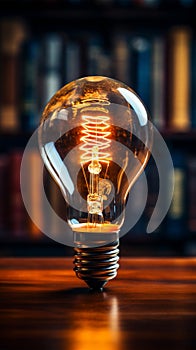 Enlightened insights Light bulb above book signifies creative ideas fostered through reading photo