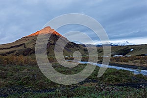 Enlightened mountaintop at sunrise