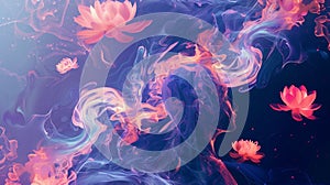 Enlightenment Aura with Ethereal Waves and Lotus Flowers