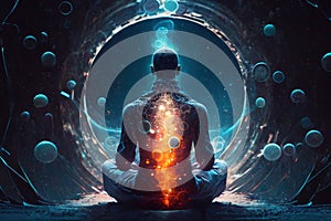 Enlightenment trough meditation. Spiritual awakening tantric meditation