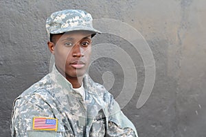 Enlisted serviceman isolated close up with neutral expression photo