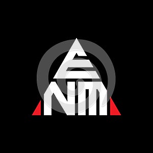 ENM triangle letter logo design with triangle shape. ENM triangle logo design monogram. ENM triangle vector logo template with red