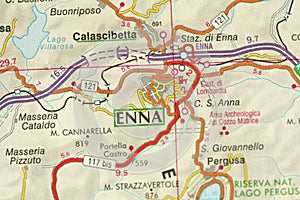 Enna. Map. The islands of Sicily, Italy