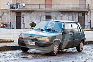 Renault 5 French vintage car in its second generation on a street of Enna, Sicily, italy