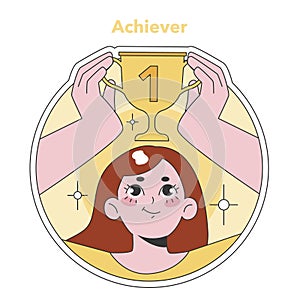 Enneagram Achiever type illustration. Flat vector illustration