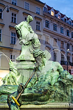 Enns boatman figure in Donnerbrunnen fountain