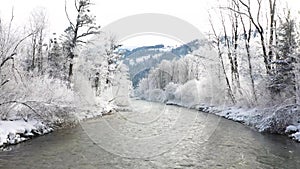 Enns river in Ennstal, Styria, Austria during winter