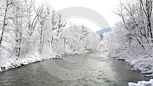 Enns river in Ennstal, Styria, Austria during winter