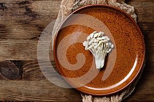 Enoki,  Enokitake, Flammulina velutipes, edible mushroom popular in Japanese cuisine