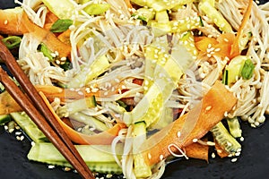 Enoki mushroom spicy salad, macro