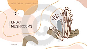 Enoki Mushrooms Banner Template