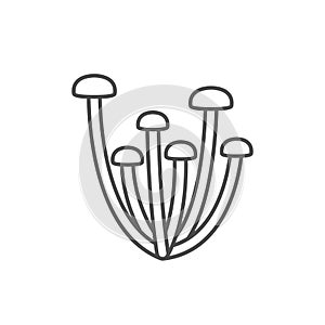 Enokitake mushroom line outline icon