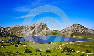 Enol lake at Picos de Europa in Asturias Spain