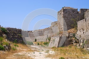 Enormous ancient walls of Rhodes town, Greece